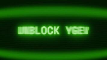 gammal grön crt skärm som visar text avblockera användare visas i slumpmässig tekniskt fel och kodning stil video