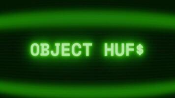 gammal grön crt skärm som visar text objekt förlorat visas i slumpmässig tekniskt fel och kodning stil video