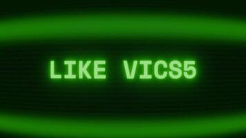 Old green TV screen showing text LIKE appearing in random glitch and coding style video