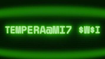 alt Grün crt Bildschirm zeigen Text Temperatur fallen erscheint im zufällig Panne und Codierung Stil video