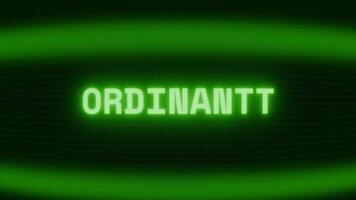 vecchio verde crt schermo mostrando testo ordinanza apparendo nel casuale problema tecnico e codifica stile video