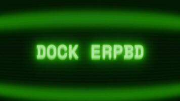 gammal grön crt skärm som visar text docka fel visas i slumpmässig tekniskt fel och kodning stil video