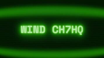 vecchio verde crt schermo mostrando testo vento freddo apparendo nel casuale problema tecnico e codifica stile video