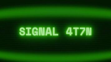 Old green TV screen showing text SIGNAL LOST appearing in random glitch and coding style video