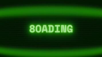 oud groen TV scherm tonen tekst bezig met laden verschijnen in willekeurig glitch en codering stijl video