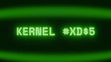 gammal grön crt skärm som visar text kärna panik visas i slumpmässig tekniskt fel och kodning stil video