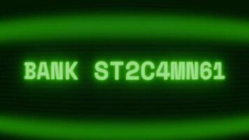 velho verde crt tela mostrando texto banco declaração aparecendo dentro aleatória falha e codificação estilo video