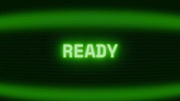 gammal grön crt skärm som visar text redo visas i slumpmässig tekniskt fel och kodning stil video