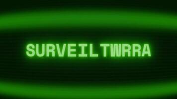 gammal grön crt skärm som visar text övervakning visas i slumpmässig tekniskt fel och kodning stil video