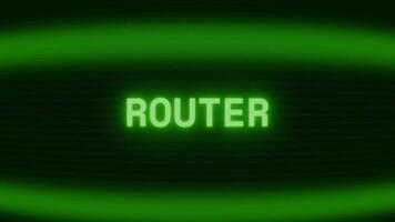 gammal grön crt skärm som visar text router visas i slumpmässig tekniskt fel och kodning stil video