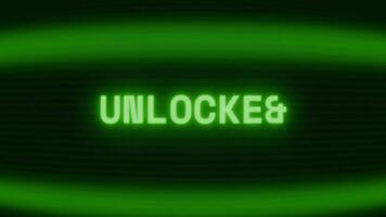 alt Grün crt Bildschirm zeigen Text freigeschaltet erscheint im zufällig Panne und Codierung Stil video