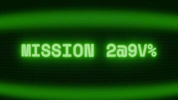 vecchio verde crt schermo mostrando testo missione pronto apparendo nel casuale problema tecnico e codifica stile video