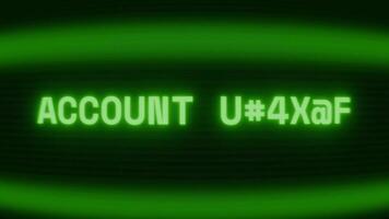 velho verde crt tela mostrando texto conta trancado aparecendo dentro aleatória falha e codificação estilo video