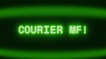 gammal grön crt skärm som visar text kurir msg visas i slumpmässig tekniskt fel och kodning stil video