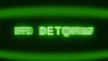 gammal grön crt skärm som visar text UFO detekterad visas i slumpmässig tekniskt fel och kodning stil video