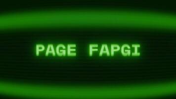 gammal grön crt skärm som visar text sida fel visas i slumpmässig tekniskt fel och kodning stil video