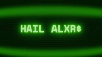 gammal grön crt skärm som visar text hagel varna visas i slumpmässig tekniskt fel och kodning stil video