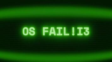 antiguo verde crt pantalla demostración texto os fracaso apareciendo en aleatorio falla y codificación estilo video
