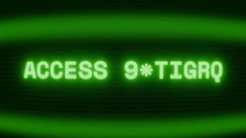 Old green screen showing text ACCESS DENIED appearing in random glitch and coding style video