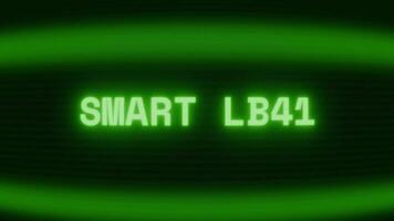 Old green TV screen showing text SMART LOCK appearing in random glitch and coding style video