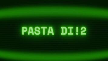 alt Grün crt Bildschirm zeigen Text Pasta Gericht erscheint im zufällig Panne und Codierung Stil video