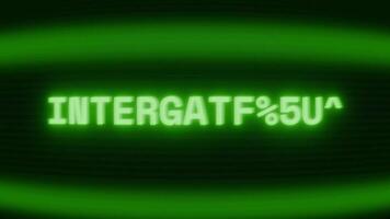 alt Grün crt Bildschirm zeigen Text intergalaktisch erscheint im zufällig Panne und Codierung Stil video