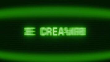 antiguo verde crt pantalla demostración texto ser creativo apareciendo en aleatorio falla y codificación estilo video