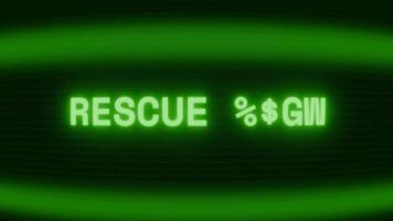 gammal grön crt skärm som visar text rädda team visas i slumpmässig tekniskt fel och kodning stil video