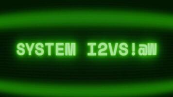 gammal grön crt skärm som visar text systemet omstart visas i slumpmässig tekniskt fel och kodning stil video