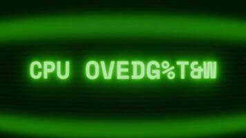 velho verde crt tela mostrando texto CPU sobrecarga aparecendo dentro aleatória falha e codificação estilo video