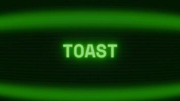 gammal grön crt skärm som visar text rostat bröd visas i slumpmässig tekniskt fel och kodning stil video