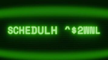 gammal grön crt skärm som visar text schema uppdatering visas i slumpmässig tekniskt fel och kodning stil video