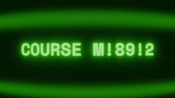 vecchio verde crt schermo mostrando testo corso aggiornare apparendo nel casuale problema tecnico e codifica stile video