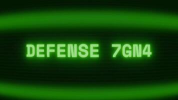 velho verde crt tela mostrando texto defesa modo aparecendo dentro aleatória falha e codificação estilo video