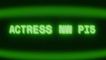 velho verde crt tela mostrando texto atriz em conjunto aparecendo dentro aleatória falha e codificação estilo video