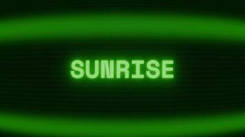 alt Grün crt Bildschirm zeigen Text Sonnenaufgang erscheint im zufällig Panne und Codierung Stil video