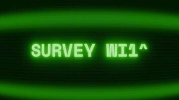 gammal grön crt skärm som visar text undersökning data visas i slumpmässig tekniskt fel och kodning stil video