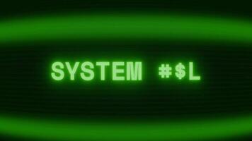 alt Grün crt Bildschirm zeigen Text System aus erscheint im zufällig Panne und Codierung Stil video