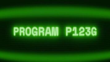 antiguo verde crt pantalla demostración texto programa comienzo apareciendo en aleatorio falla y codificación estilo video