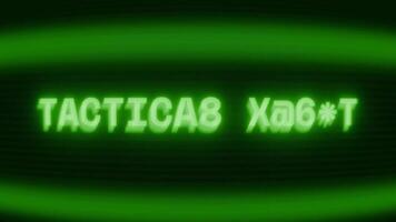 oud groen crt scherm tonen tekst tactisch alarm verschijnen in willekeurig glitch en codering stijl video