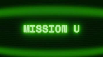 gammal grön crt skärm som visar text uppdrag x visas i slumpmässig tekniskt fel och kodning stil video