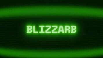 gammal grön crt skärm som visar text häftig snöstorm visas i slumpmässig tekniskt fel och kodning stil video