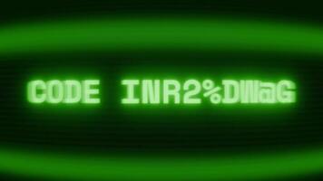 vieux vert crt écran montrant texte code injection apparaissant dans Aléatoire pépin et codage style video