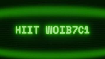 oud groen crt scherm tonen tekst hoi training verschijnen in willekeurig glitch en codering stijl video