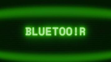 Old green CRT screen showing text BLUETOOTH appearing in random glitch and coding style video