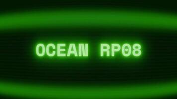 velho verde crt tela mostrando texto oceano subir aparecendo dentro aleatória falha e codificação estilo video