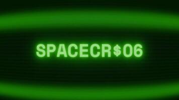 vieux vert la télé écran montrant texte vaisseau spatial apparaissant dans Aléatoire pépin et codage style video