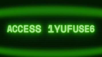 gammal grön TV skärm som visar text tillgång beviljats visas i slumpmässig tekniskt fel och kodning stil video