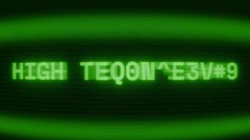 gammal grön crt skärm som visar text hög temperatur visas i slumpmässig tekniskt fel och kodning stil video