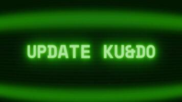 gammal grön crt skärm som visar text uppdatering hittades visas i slumpmässig tekniskt fel och kodning stil video